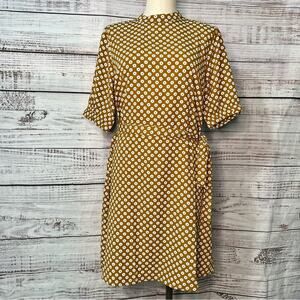 Jacqueline de Yong Mustard Print Dress Retro 60s Style Mini Dress